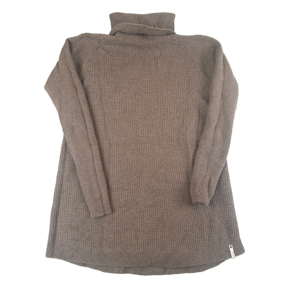 Woolrich Sweater Womens XS Brown Wool Blend Turtleneck Waffle Knit Tunic